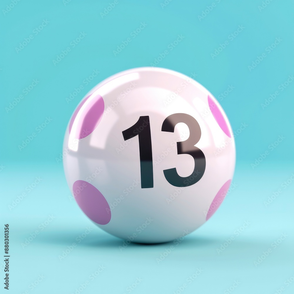 white lotto balls with number 13 on blue background