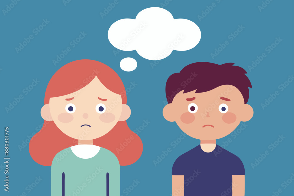 boy and girl with talk bubble mental depressed vector illustration boy and girl with talk bubble mental depressed vector illustration