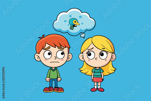 boy and girl with talk bubble mental depressed vector illustration