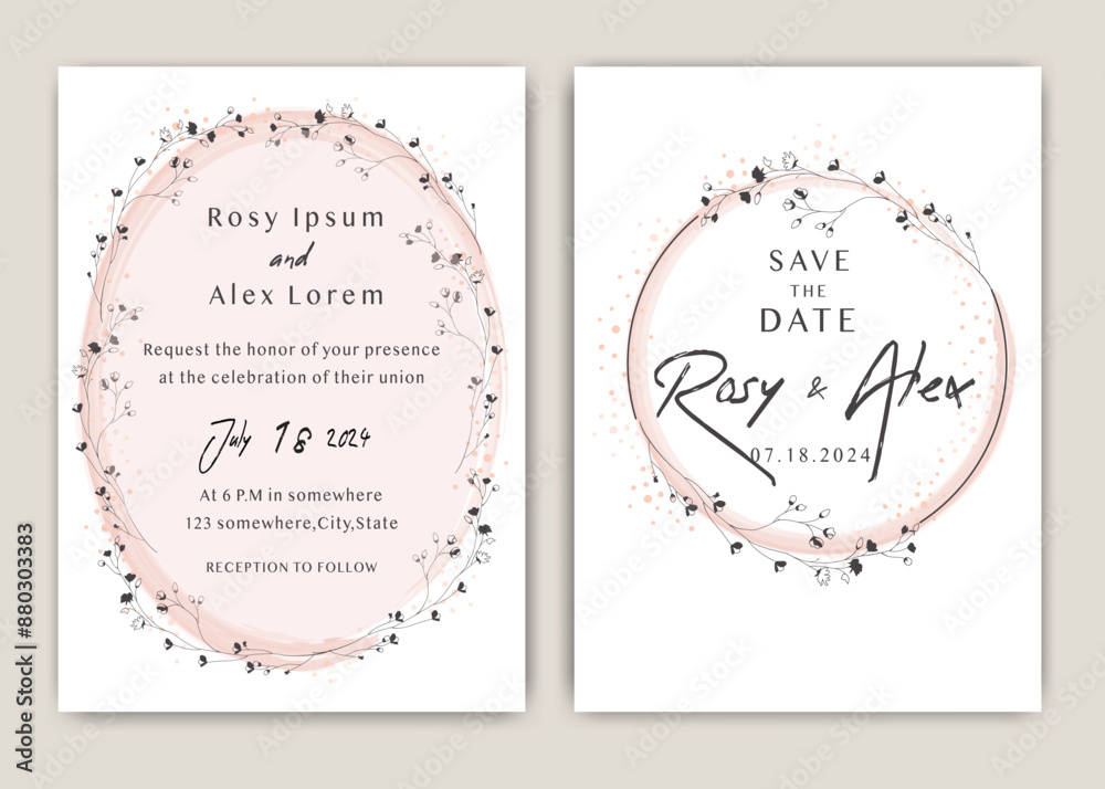 Wedding invitations save the date card with elegant garden anemone. Wedding invitations save the date card with elegant garden anemone.