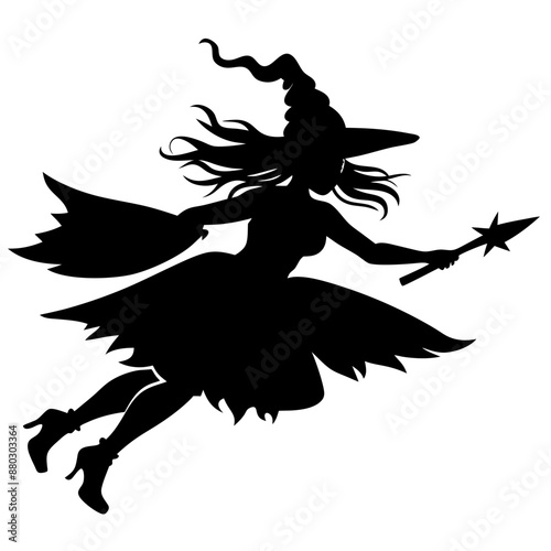 Witch Halloween Spooky Ghost silhouette set 