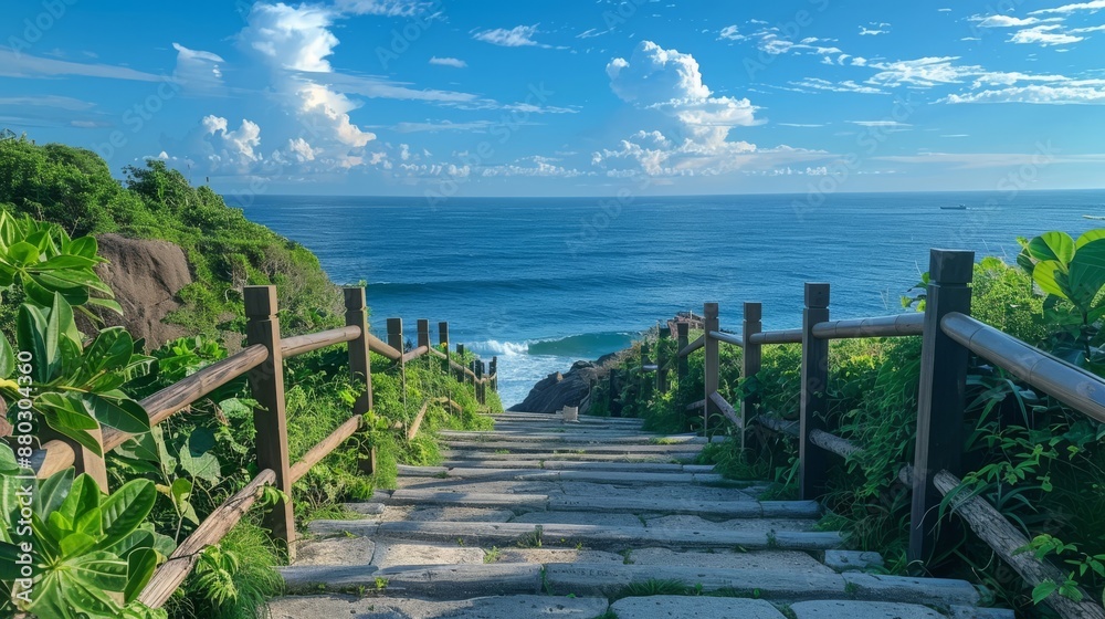 Fototapeta premium 海へ続く階段