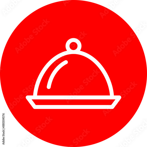 Serving Dish Vector Line White Circle Red