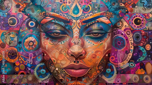 Abstract Colorful Face Painting