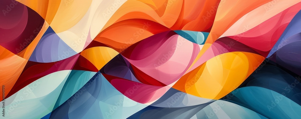 Obraz premium A series of geometric shapes overlapping and intersecting, creating a sense of movement and dynamism.