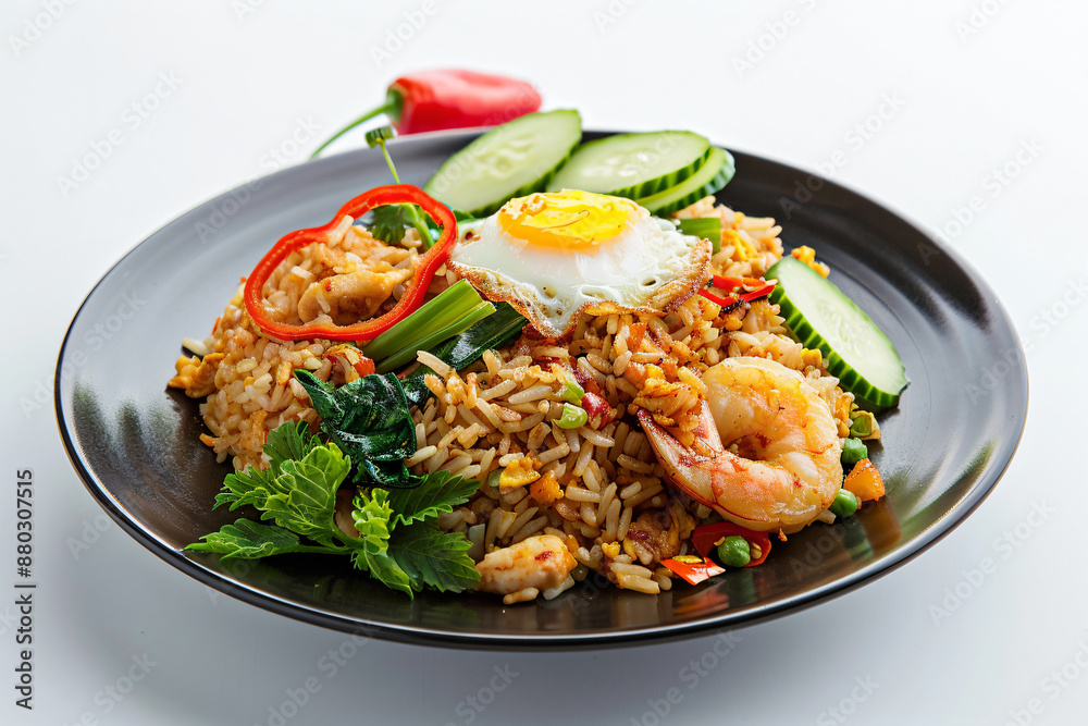 a plate of food with shrimp rice and vegetables a plate of food with shrimp rice and vegetables