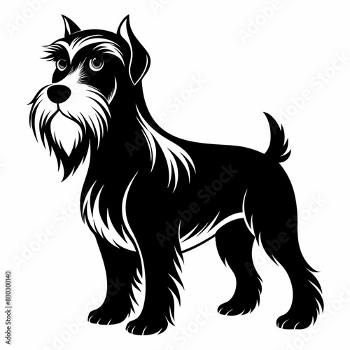 Black and White Illustrated Terrier Dog Design