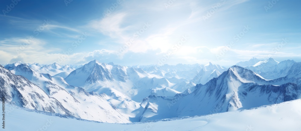 Breathtaking scenery of snow-covered mountains in bright sunlight with copy space image. Breathtaking scenery of snow-covered mountains in bright sunlight with copy space image.