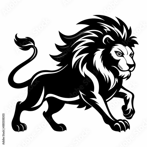 Black and White Stylized Lion Illustration