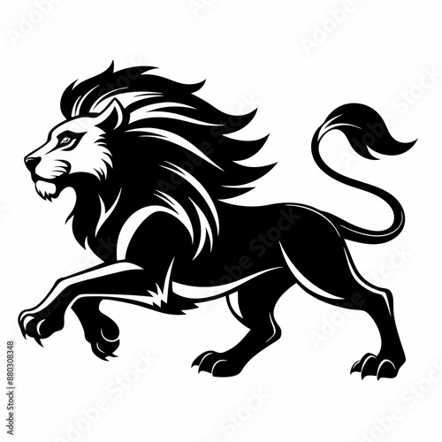 Black and White Stylized Lion Illustration