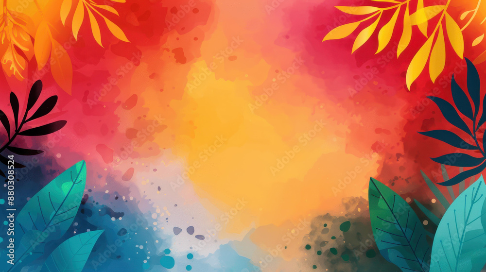Fototapeta premium Vibrant watercolor background for celebrating Basant Panchami in traditional style.