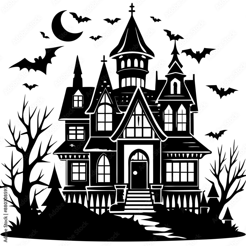 Halloween house silhouette Set Vector illustration Halloween house silhouette Set Vector illustration