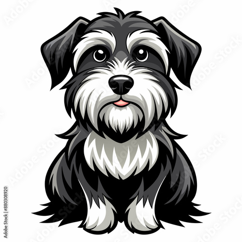 angry dog face black and white vactor illustration 