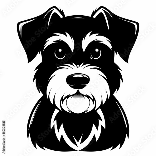 angry dog face black and white vactor illustration 
