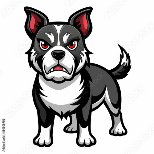 Fierce Cartoon Bulldog Illustration - Stock Vector
