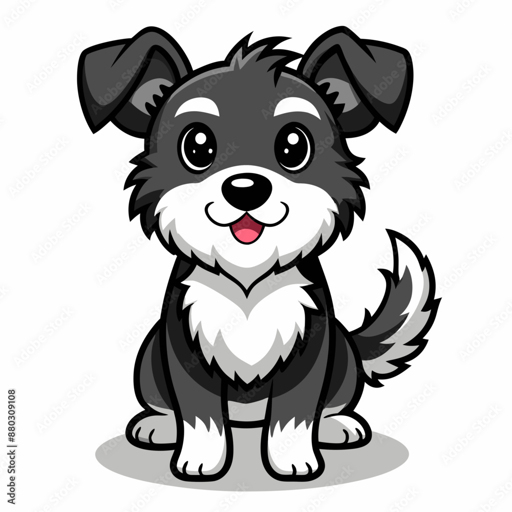Playful Cartoon Puppy Design - Cute Black and White Outline Playful Cartoon Puppy Design - Cute Black and White Outline