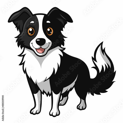 Adorable Cartoon Border Collie Illustration