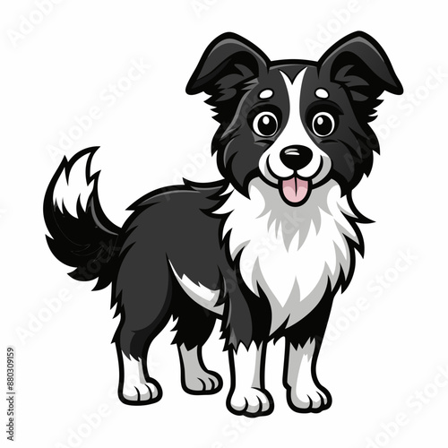 Playful Cartoon Puppy Design - Cute Black and White Outline photo