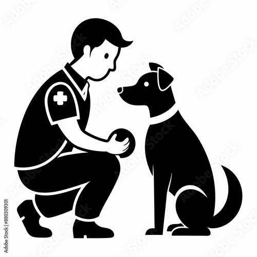 Man Bonding with Dogs: Love and Friendship Illustration