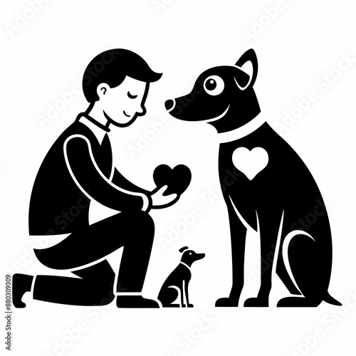 Man Bonding with Dogs: Love and Friendship Illustration