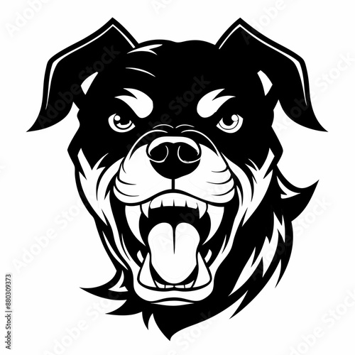 Fierce Rottweiler Dog Head Illustration with Spiked Collar