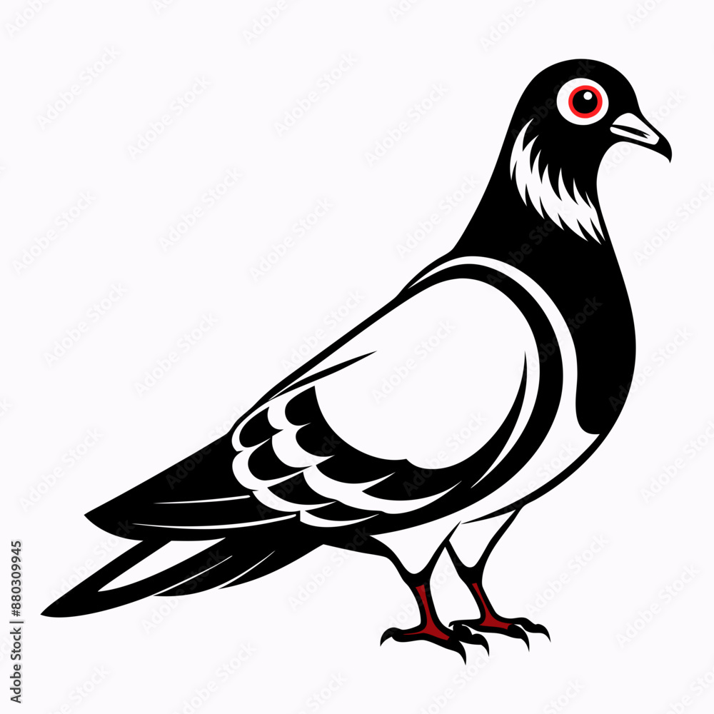Obraz premium illustration of a pigeon black and white vactor