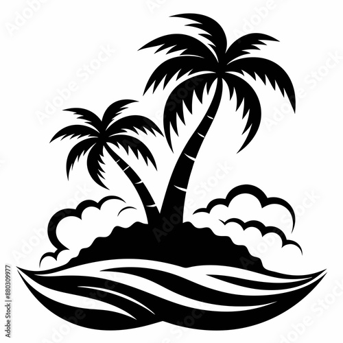 tropical island with palm trees
