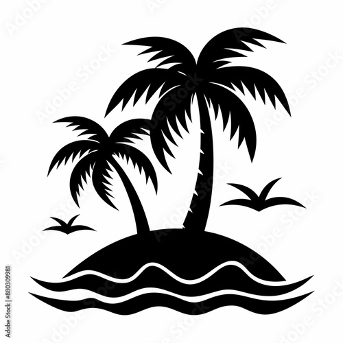 tropical island with palm trees