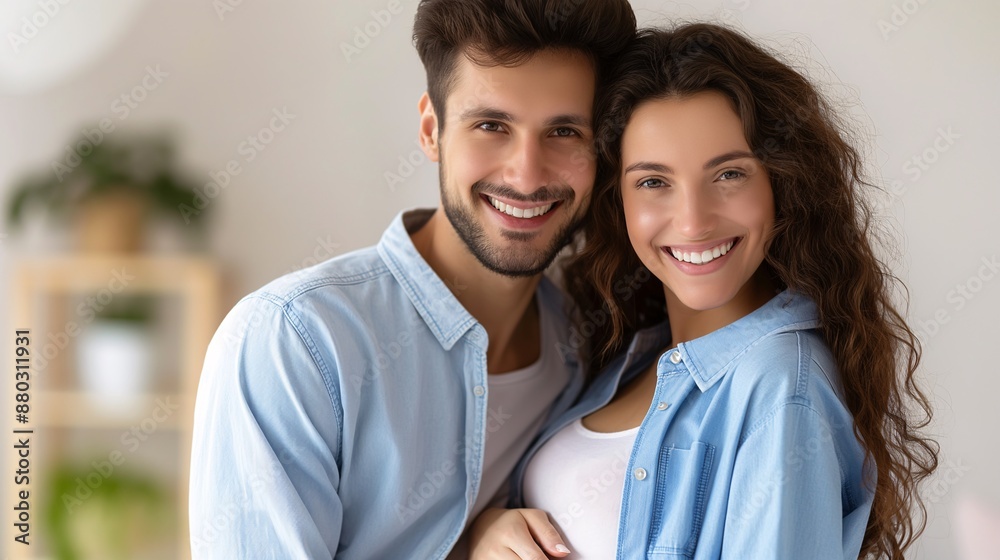 A happy pregnant woman and her partner posing together, highlighting their joy and connection. A happy pregnant woman and her partner posing together, highlighting their joy and connection.