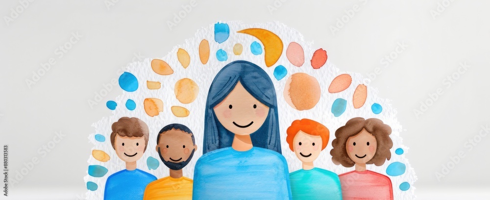 A watercolor of smiling peoples A watercolor of smiling peoples