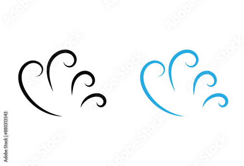 Wind vector icon. Puff of wind vector icon, air blow symbol. Simple illustration of wind vector icon for web. Vector illustration. Eps file 107.