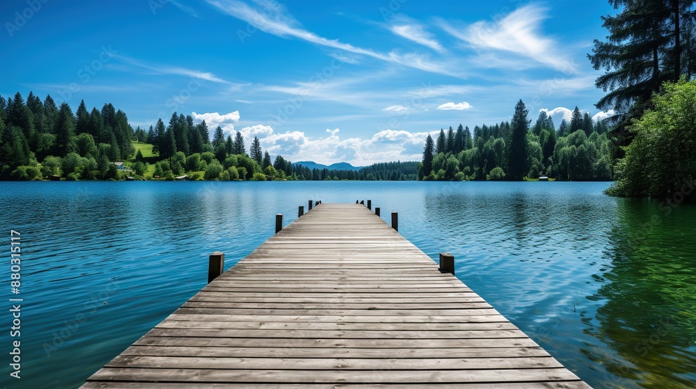 Tranquil Lake View with Wooden Dock