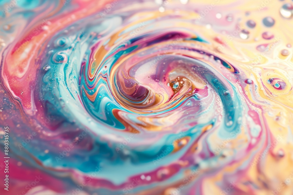 Colorful swirls on a blue and yellow background in a vibrant painting, An abstract swirl of pastel colors resembling marble, AI generated Colorful swirls on a blue and yellow background in a vibrant painting, An abstract swirl of pastel colors resembling marble, AI generated