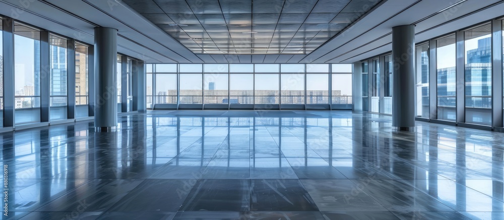 Modern business office building showcasing an empty floor with ample copy space image available. Modern business office building showcasing an empty floor with ample copy space image available.