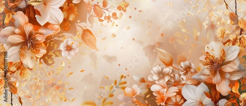 art gold flowers frame background