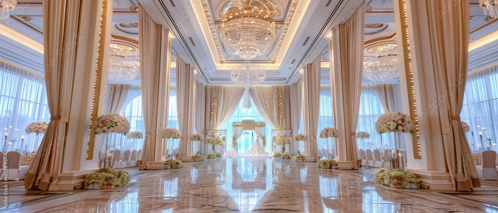 luxury wedding hall illustration featuring a beautiful interior ...