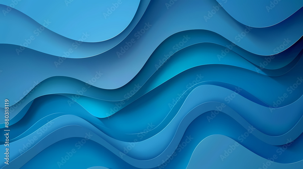 Fototapeta premium Abstract blue wavy background with layered curves creating a sense of depth and fluidity.