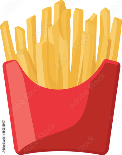 French fries illustration isolated on white background - Generative AI