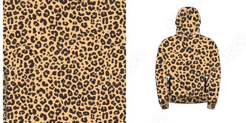 Leopard Print Hoodie: A fashionable leopard print hoodie and its fabric design, combining style, wild and trendy concept. 
