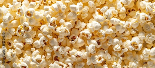 Background with copy space image of popcorn. photo