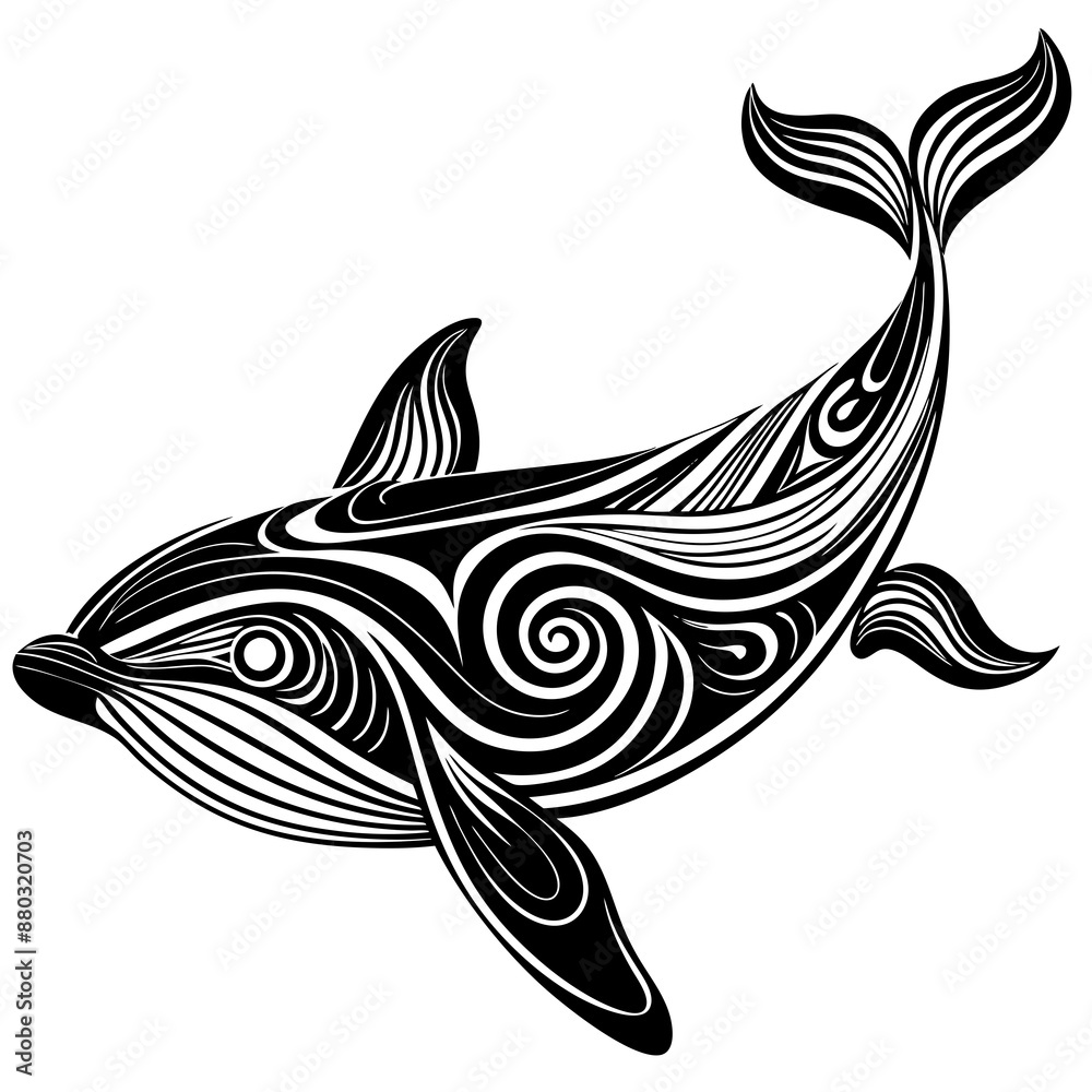Naklejka premium abstract whale with flowing shapes Vector Design and illustration