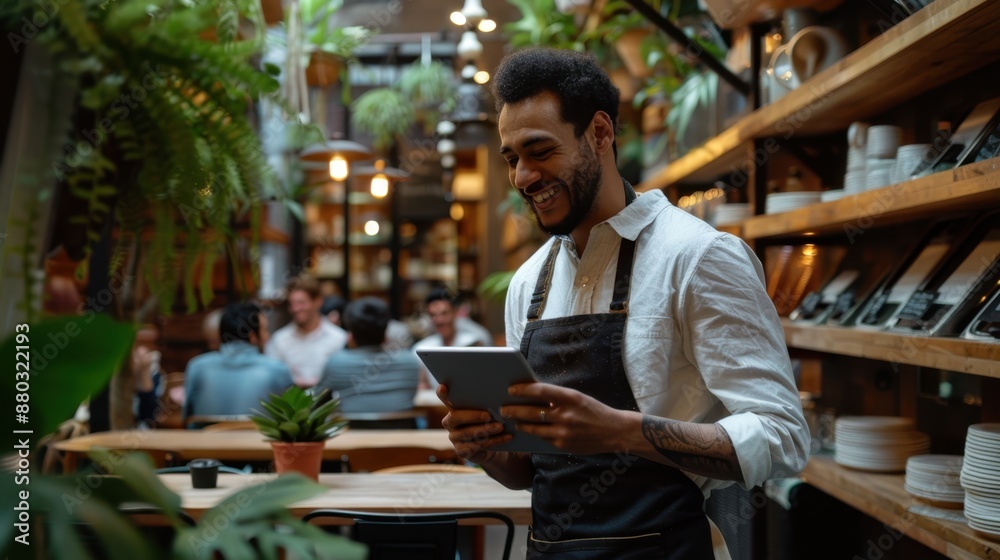 The waiter with tablet The waiter with tablet