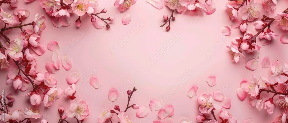 Fototapeta premium Green foundation illustration perfect for a frame with blossoms design and decorations