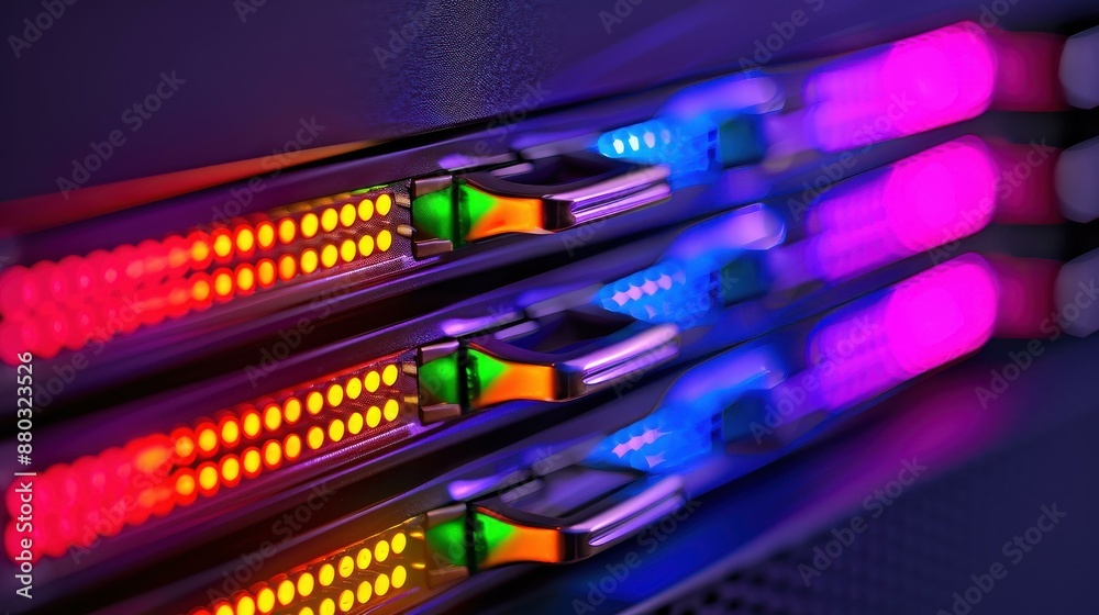 Secure your digital assets with server racks in a hightech computer network security server room. Secure your digital assets with server racks in a hightech computer network security server room.