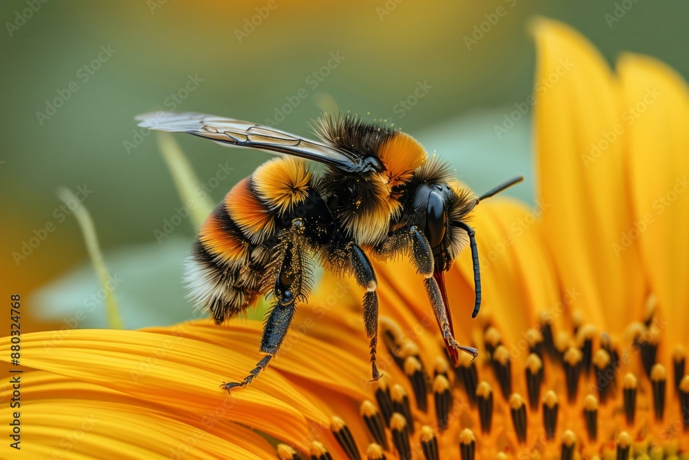 Bumblebee on a Sunflower- Photograph a bumblebee as it lands on a sunflower Bumblebee on a Sunflower- Photograph a bumblebee as it lands on a sunflower