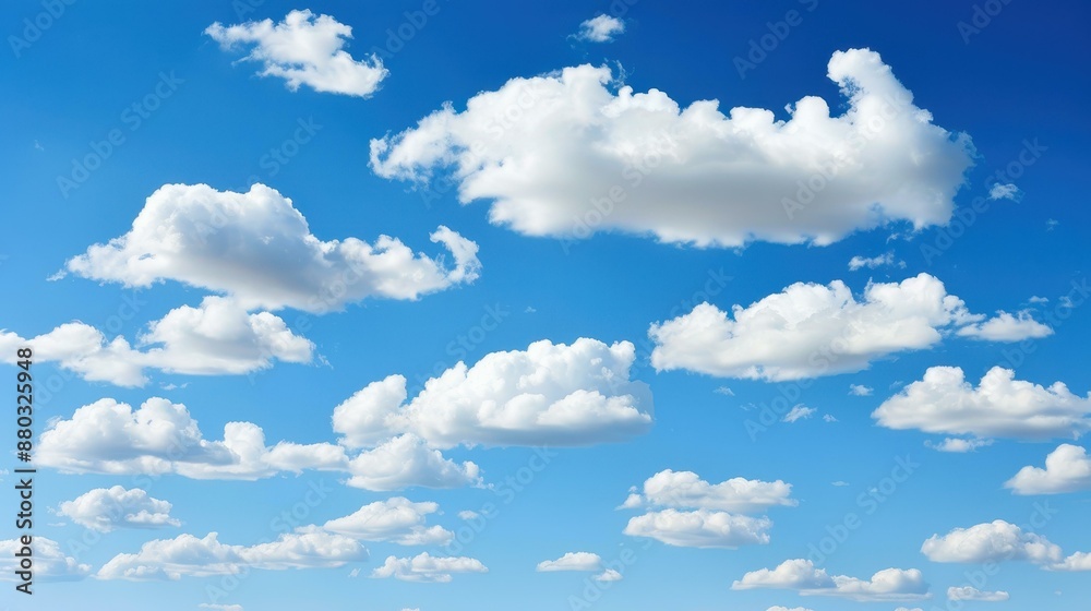 Fototapeta premium Stunning natural background of beautiful blue sky and fluffy clouds.