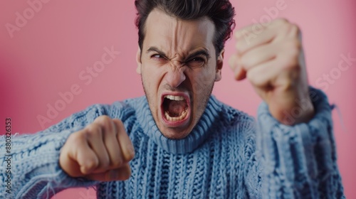 The angry man in sweater photo