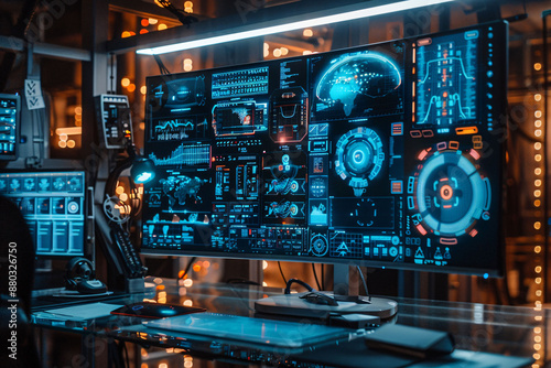 Wallpaper Mural Sci-fi laboratory with advanced technology and holographic interfaces Torontodigital.ca