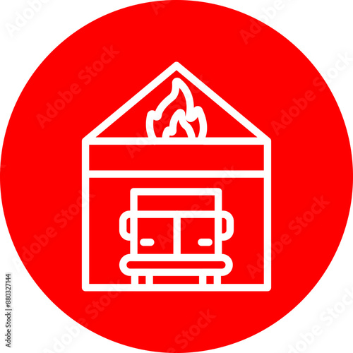 Fire station Vector Line White Circle Red