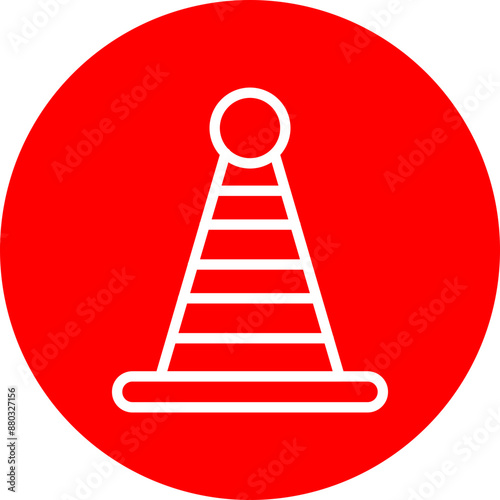 0Cone Vector Line White Circle Red photo